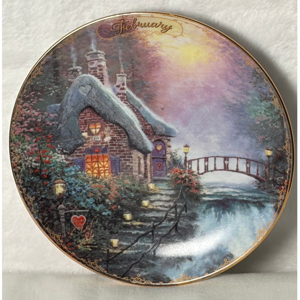 Thomas Kinkade Bradford Exchange February Sweetheart Cottage II Plate 19702B